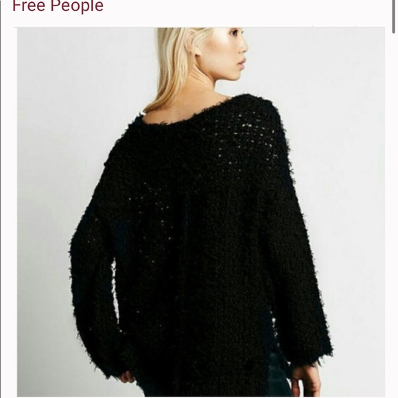 Free People Black Up the Ladder Distressed Sweater Size XS - Picture 2 of 5